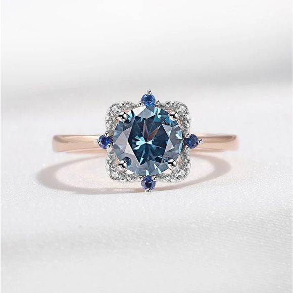 None Jewelry - London Blue Topaz Rose Gold Sterling Silver Ring New